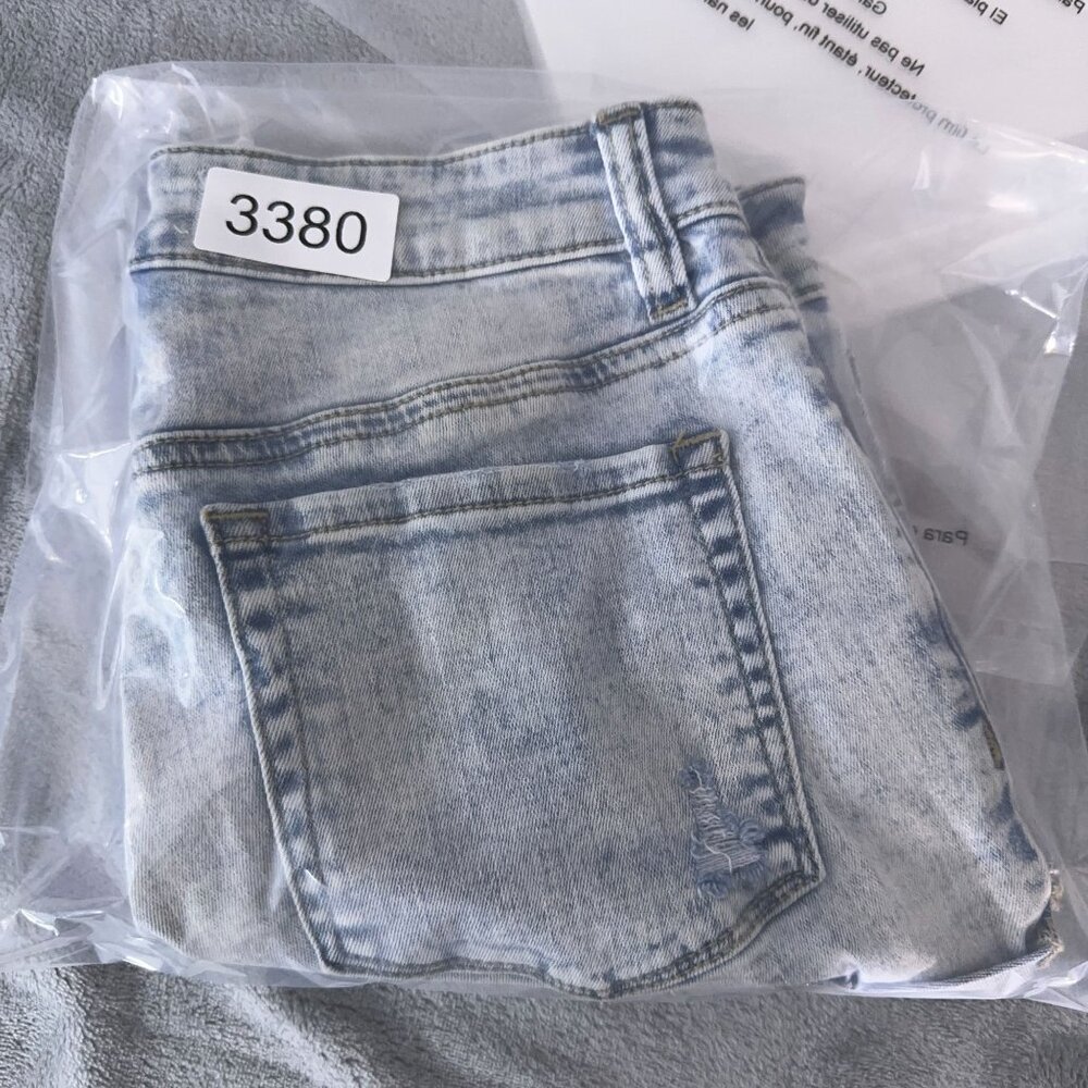 Pacsun Shortie Shorts Womens Size 26 Super Stretch Distressed Mid Rise Blue - Picture 10 of 10